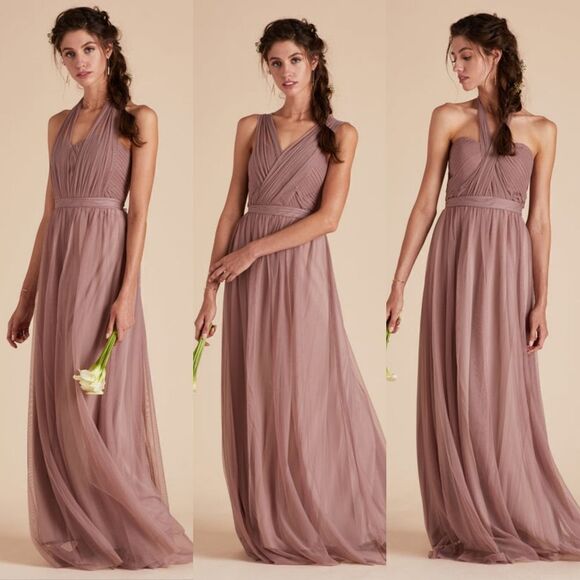 🆕️ Birdy Grey Christina Convertible Sleeve Tulle Bridesmaid Dress Sandy Mauve - Picture 1 of 14